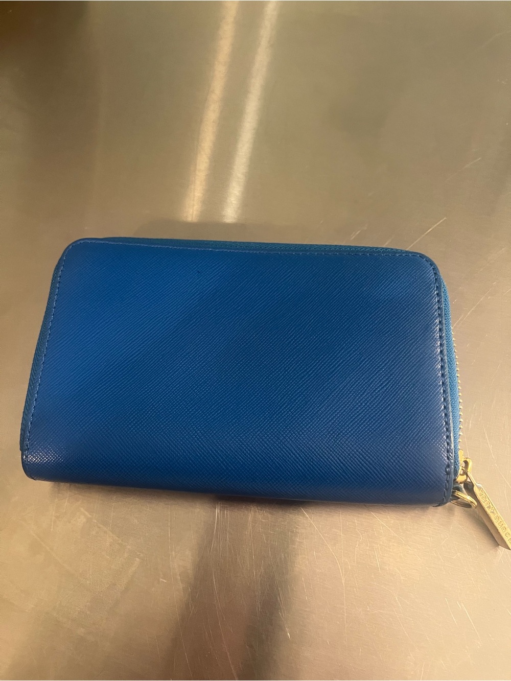 Tory Burch Royal Blue Zip-Around Wallet with Gold Logo - Picture 2 of 7